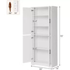 Acekool Armadio da dispensa alto 178 cm con 4 ante, ripiani regolabili, organizer moderno per cucina o soggiorno