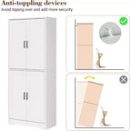 Acekool Armadio da dispensa alto 178 cm con 4 ante, ripiani regolabili, organizer moderno per cucina o soggiorno