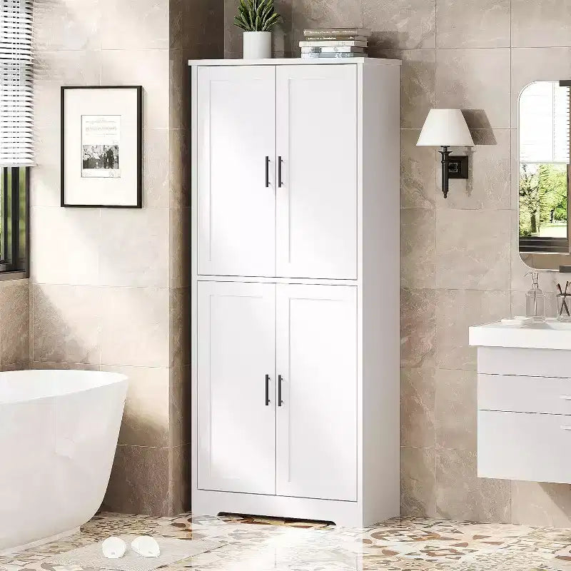 Acekool Armadio da dispensa alto 178 cm con 4 ante, ripiani regolabili, organizer moderno per cucina o soggiorno