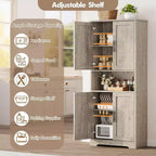 Acekool Armadio da dispensa alto 178 cm con 4 ante, ripiani regolabili, organizer moderno per cucina o soggiorno