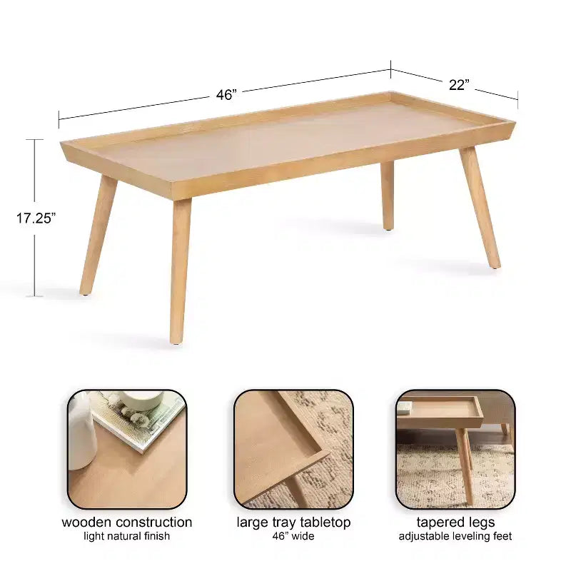 Tavolino rettangolare in legno Kate and Laurel Eastmont, 46x22x17, Naturale