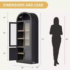 Libreria ad arco a 6 ripiani con ante in vetro - Scaffale moderno in stile rustico, vetrinetta in legno per soggiorno, cucina e ufficio