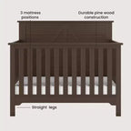 Culla trasformabile 4-in-1 Child Craft Woodland, si converte in lettino da giorno, lettino per bambini, letto a una piazza e mezza, 3 posizioni materasso, finitura sicura per neonati