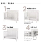Culla trasformabile 4-in-1 Child Craft Woodland, si converte in lettino da giorno, lettino per bambini, letto a una piazza e mezza, 3 posizioni materasso, finitura sicura per neonati