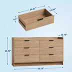 Cassettiera a 6 cassetti per camera da letto, Comò moderno in legno da 52,5", Organizer per armadio e porta TV per soggiorno, corridoio e mobili da camera da letto