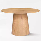 Set da tavolo da pranzo rotondo a 5 pezzi in rovere, tavolo con piedistallo da 46 e 4 sedie imbottite con gambe in metallo color rovere per cucina o sala da pranzo-Panipeachy