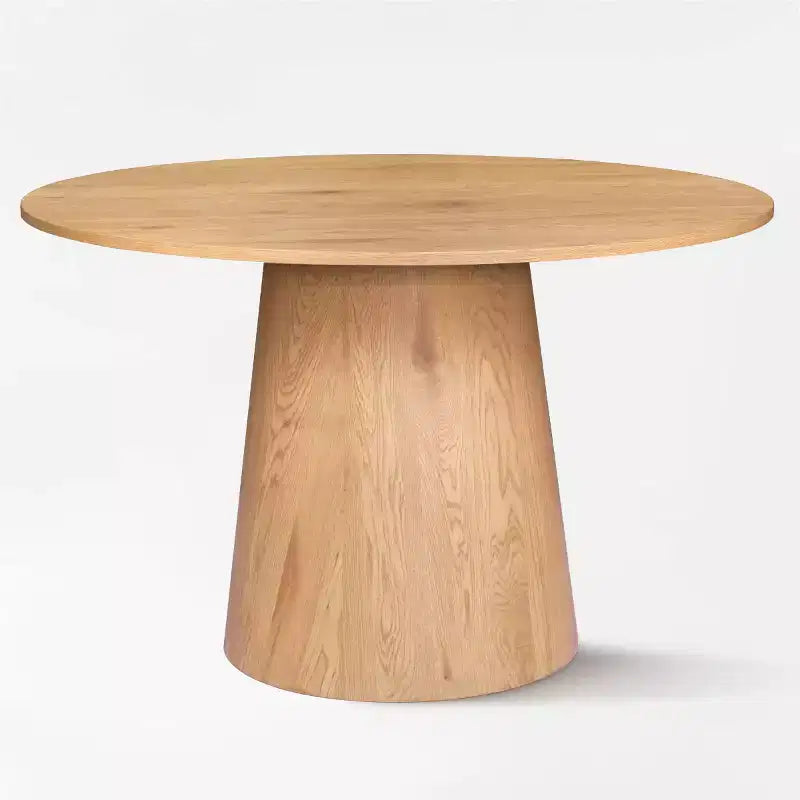 Set da tavolo da pranzo rotondo a 5 pezzi in rovere, tavolo con piedistallo da 46 e 4 sedie imbottite con gambe in metallo color rovere per cucina o sala da pranzo-Panipeachy