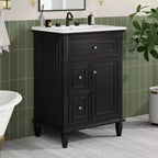 Mobile Bagno con Lavabo, Mobile Sottolavabo con 1 Cassetto a Ribalta, 2 Cassetti e Ripiano Regolabile, Mobile Lavabo Singolo Autoportante Bianco