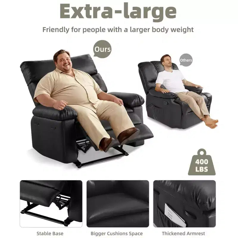 Poltrona Reclinabile Girevole Oversize, Funzioni Massaggio e Riscaldamento, Capacità 180 kg, Portabicchieri