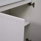 JVNOXK Madia Moderna da 144 cm con Funzione Contenitore, Credenza Grande con Pannelli Laterali Scanalati e Ripiani Regolabili, Bianco