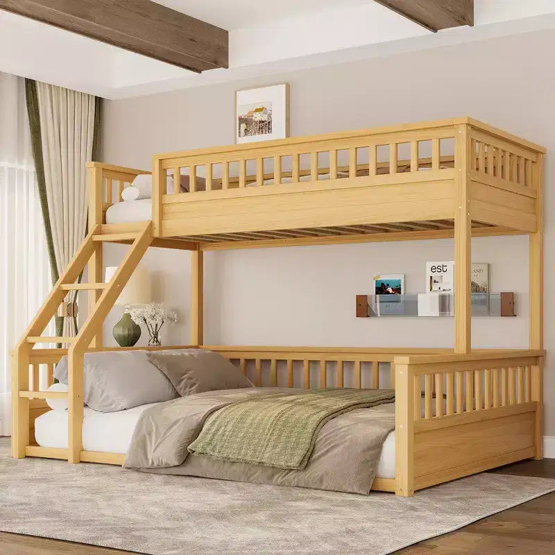 Letto a castello Twin XL/Full XL su Queen con scaletta e sponde di protezione - ModernLuxe