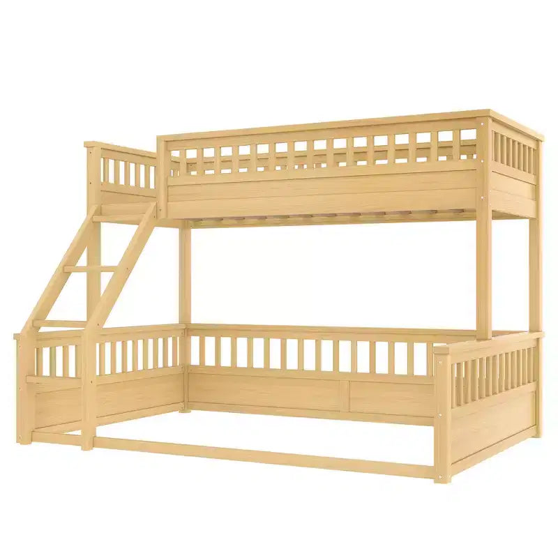 Letto a castello Twin XL/Full XL su Queen con scaletta e sponde di protezione - ModernLuxe