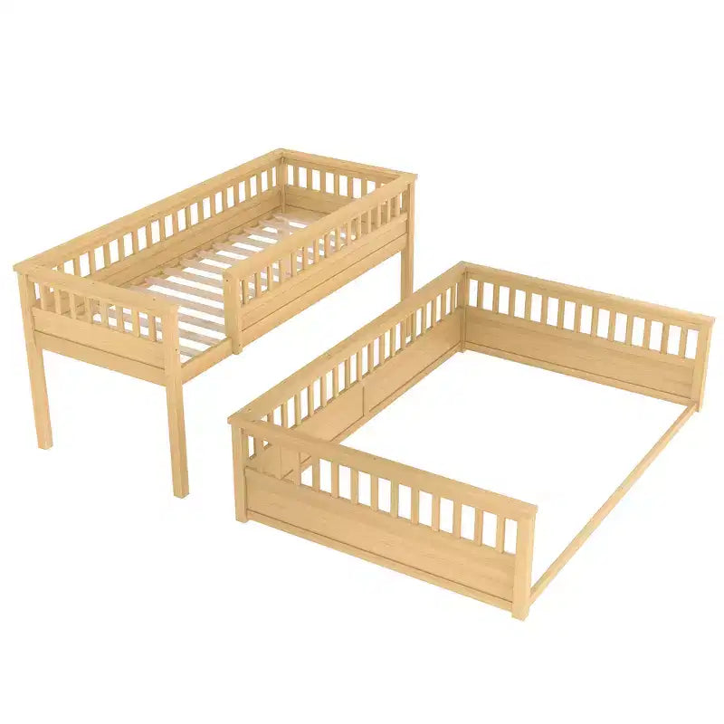 Letto a castello Twin XL/Full XL su Queen con scaletta e sponde di protezione - ModernLuxe