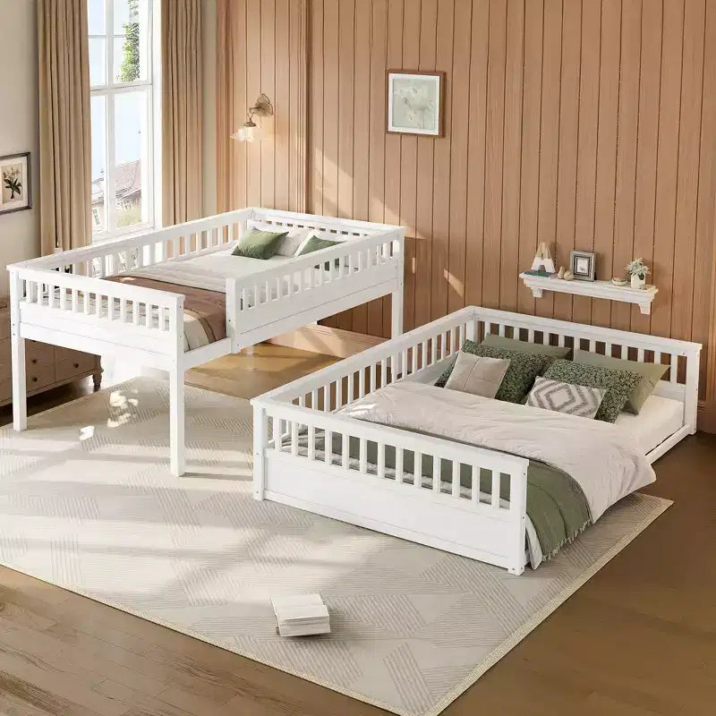 Letto a castello Twin XL/Full XL su Queen con scaletta e sponde di protezione - ModernLuxe