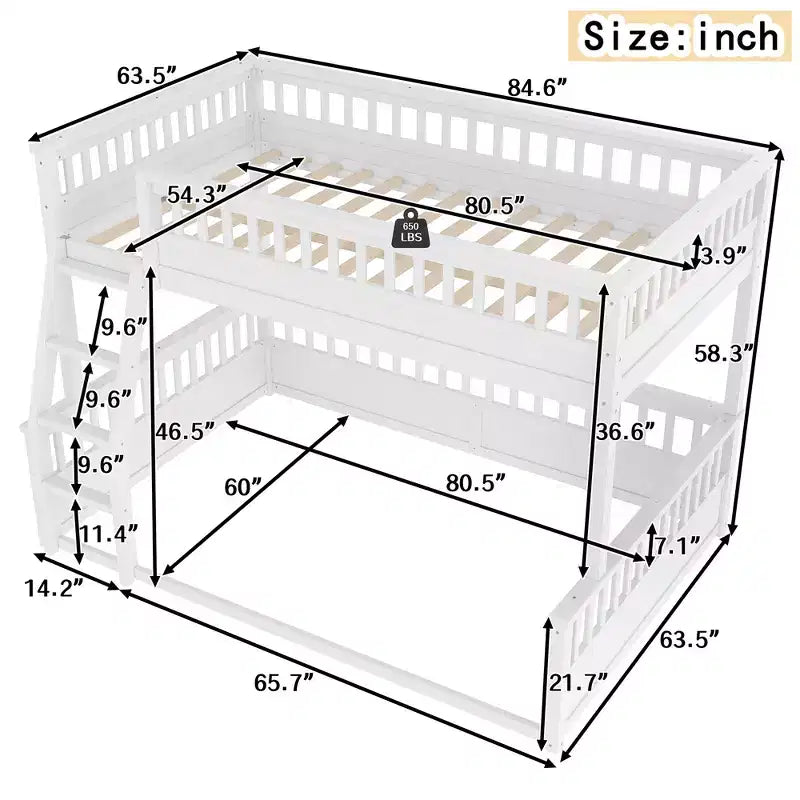 Letto a castello Twin XL/Full XL su Queen con scaletta e sponde di protezione - ModernLuxe