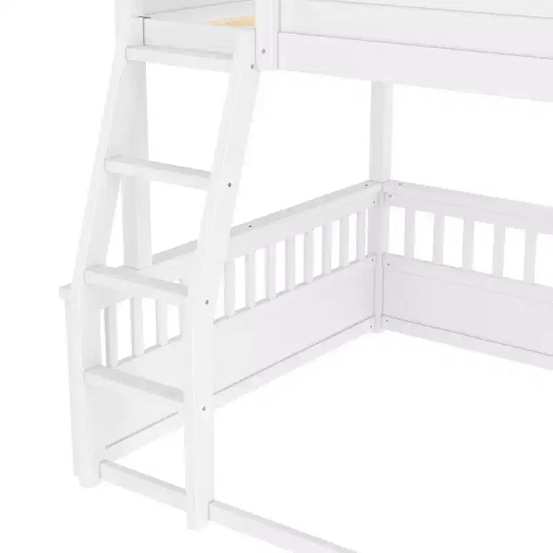 Letto a castello Twin XL/Full XL su Queen con scaletta e sponde di protezione - ModernLuxe