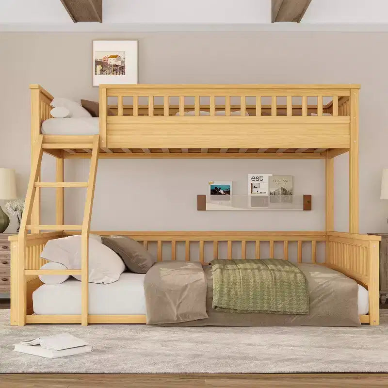 Letto a castello Twin XL/Full XL su Queen con scaletta e sponde di protezione - ModernLuxe