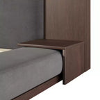 GDFStudio Bacon, letto a piattaforma rivestito in tessuto con testiera in legno allungata e comodini incorporati