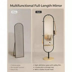 Specchio a figura intera, design 3 in 1 pluripremiato. In rovere beige e nero inchiostro per l'arredamento del soggiorno e della camera da letto