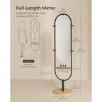 Specchio a figura intera, design 3 in 1 pluripremiato. In rovere beige e nero inchiostro per l'arredamento del soggiorno e della camera da letto
