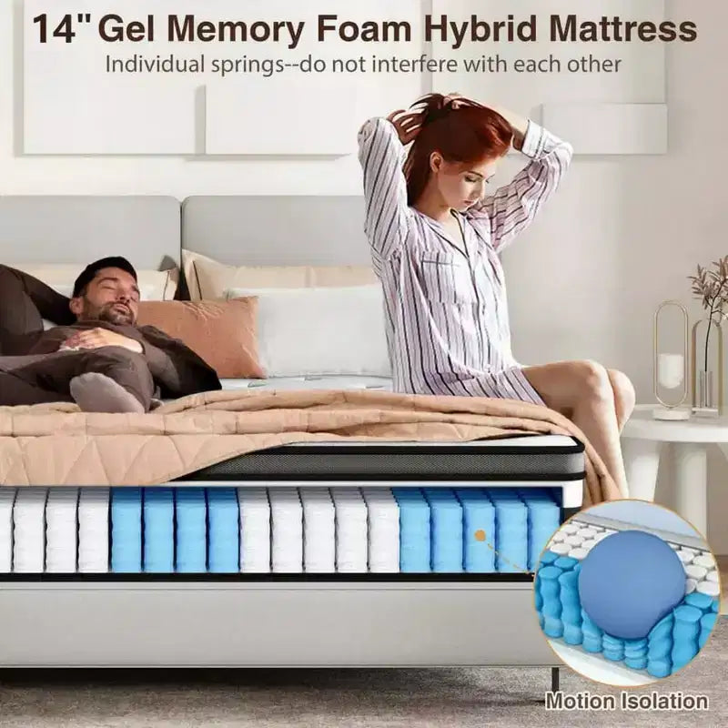 Svuotamento materassi, materasso queen size da 14 pollici in offerta, materasso in memory foam, rigidità media, fresco e con molle insacchettate certificato CertiPUR-US