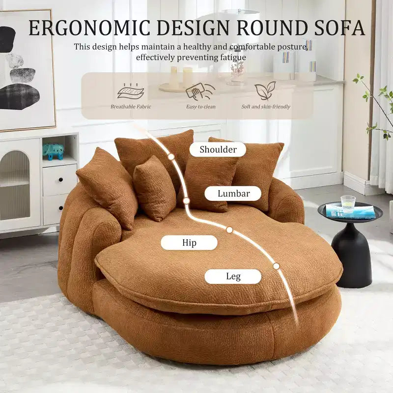 Divano Okak Bean Bag con 5 Cuscini, Grandi Divani Pouf per Adulti/Bambini, Sedia Gigante da Pavimento con Schienale Avvolgente per Salotto