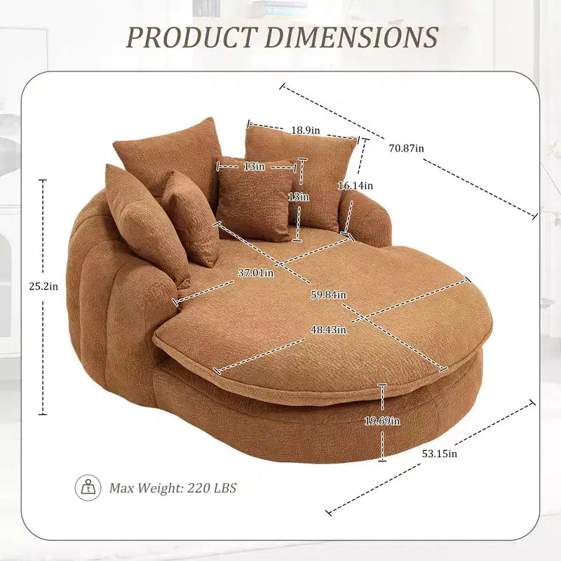 Divano Okak Bean Bag con 5 Cuscini, Grandi Divani Pouf per Adulti/Bambini, Sedia Gigante da Pavimento con Schienale Avvolgente per Salotto