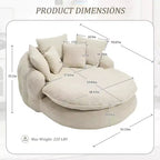 Divano Okak Bean Bag con 5 Cuscini, Grandi Divani Pouf per Adulti/Bambini, Sedia Gigante da Pavimento con Schienale Avvolgente per Salotto