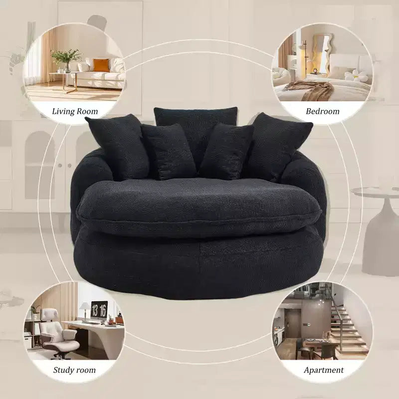 Divano Okak Bean Bag con 5 Cuscini, Grandi Divani Pouf per Adulti/Bambini, Sedia Gigante da Pavimento con Schienale Avvolgente per Salotto