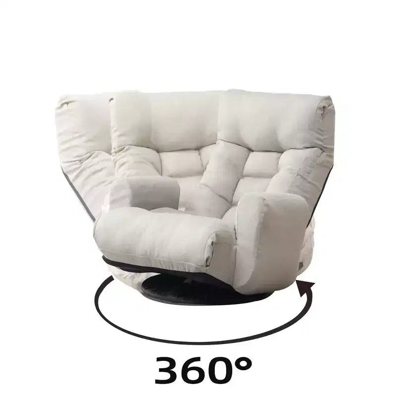 Poltrona Sacco Girevole Okak a 360 Gradi, Poltrona Pigra con Tasca Laterale, Poltrona da Pavimento con Poggiatesta Regolabile per Camera da Letto, Soggiorno, Grigio Cemento