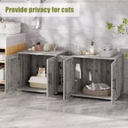 Mobile Copri Lettiera per Gatti da 55 Pollici, Box Lettiera Grande 3-IN-1 con Doppie Stanze, Gabinetto in Legno in Stile Rustico, Mobile Copri Lettiera Nascosto