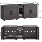 Mobile Copri Lettiera per Gatti da 55 Pollici, Box Lettiera Grande 3-IN-1 con Doppie Stanze, Gabinetto in Legno in Stile Rustico, Mobile Copri Lettiera Nascosto