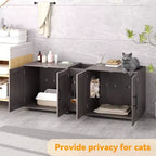 Mobile Copri Lettiera per Gatti da 55 Pollici, Box Lettiera Grande 3-IN-1 con Doppie Stanze, Gabinetto in Legno in Stile Rustico, Mobile Copri Lettiera Nascosto