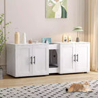 Mobile Copri Lettiera per Gatti da 55 Pollici, Box Lettiera Grande 3-IN-1 con Doppie Stanze, Gabinetto in Legno in Stile Rustico, Mobile Copri Lettiera Nascosto