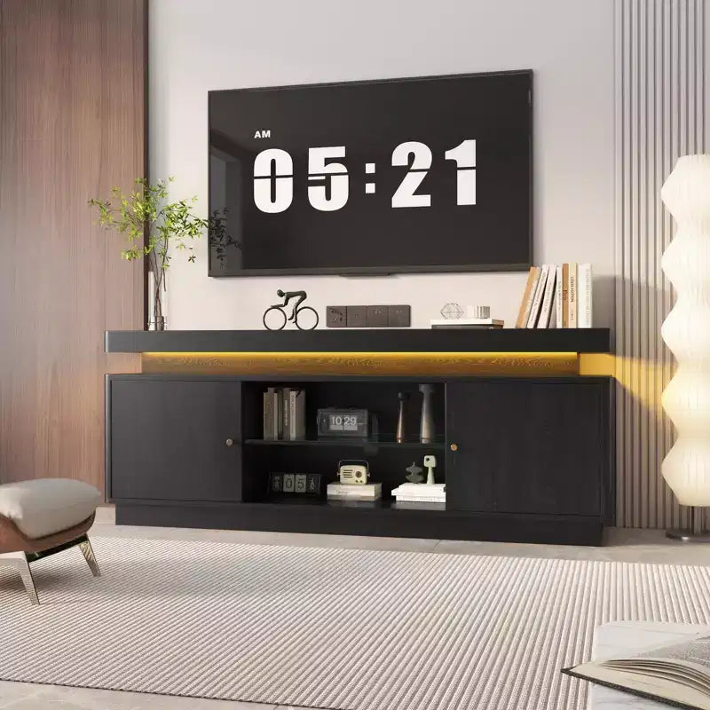 Mobile TV Moderno per TV fino a 65 pollici, Porta TV da 63'' in Legno con Mobiletti Contenitori, Consolle Multimediale per Soggiorno e Camera da Letto