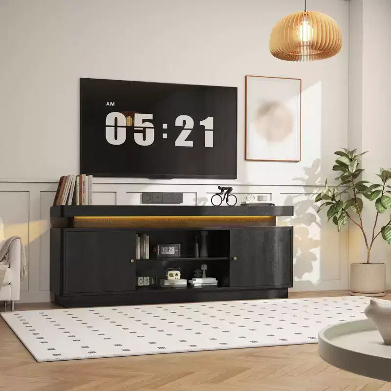 Mobile TV Moderno per TV fino a 65 pollici, Porta TV da 63'' in Legno con Mobiletti Contenitori, Consolle Multimediale per Soggiorno e Camera da Letto