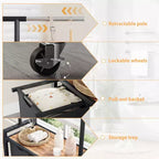 Carrello Portabiancheria con 2/3/4 Scomparti, Cesto Portabiancheria con Ruote, Appendiabiti e Ripiano, Organizzatore per la Lavanderia con Ruote Bloccabili, Stazione di Piegatura