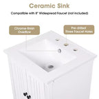 Mobile lavabo da bagno compatto da 20 pollici con contenitore, mobiletto da bagno in legno con cassetti e ante, bianco