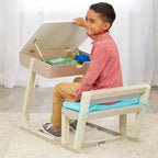 HomeStock Scrivania da studio in legno per bambini con contenitore, tavolo a misura di bambino per l'apprendimento e le attività creative