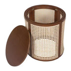 Tavolino rotondo in rattan con gambe in legno massiccio, tavolino d'appoggio da 15,7" - ModernLuxe