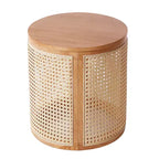 Tavolino rotondo in rattan con gambe in legno massiccio, tavolino d'appoggio da 15,7" - ModernLuxe