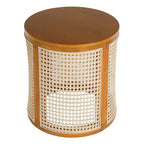 Tavolino rotondo in rattan con gambe in legno massiccio, tavolino d'appoggio da 15,7" - ModernLuxe