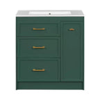 Mobiletto da bagno da 76 cm con lavello incorporato e cassetti salvaspazio, di colore verde
