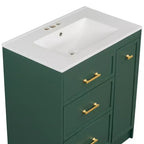 Mobiletto da bagno da 76 cm con lavello incorporato e cassetti salvaspazio, di colore verde