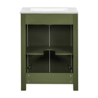 Mobile bagno piccolo 60 cm con ante a chiusura ammortizzata, Mobiletti bagno autoportanti con ripiano regolabile, Verde Oliva