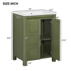 Mobile bagno piccolo 60 cm con ante a chiusura ammortizzata, Mobiletti bagno autoportanti con ripiano regolabile, Verde Oliva