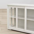 TUYOHW Mobile Dispensa da Cucina, Credenza con Ante Scorrevoli in Vetro, Ripiano Regolabile a 2 Livelli, Credenza per Cucina, Sala da Pranzo, Soggiorno