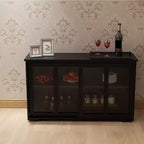TUYOHW Mobile Dispensa da Cucina, Credenza con Ante Scorrevoli in Vetro, Ripiano Regolabile a 2 Livelli, Credenza per Cucina, Sala da Pranzo, Soggiorno
