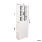 Mobile credenza da 180 cm con ripiano estraibile multi-funzionale a 4 livelli e 2 ante in vetro, dispensa da cucina moderna in legno per soggiorno e sala da pranzo