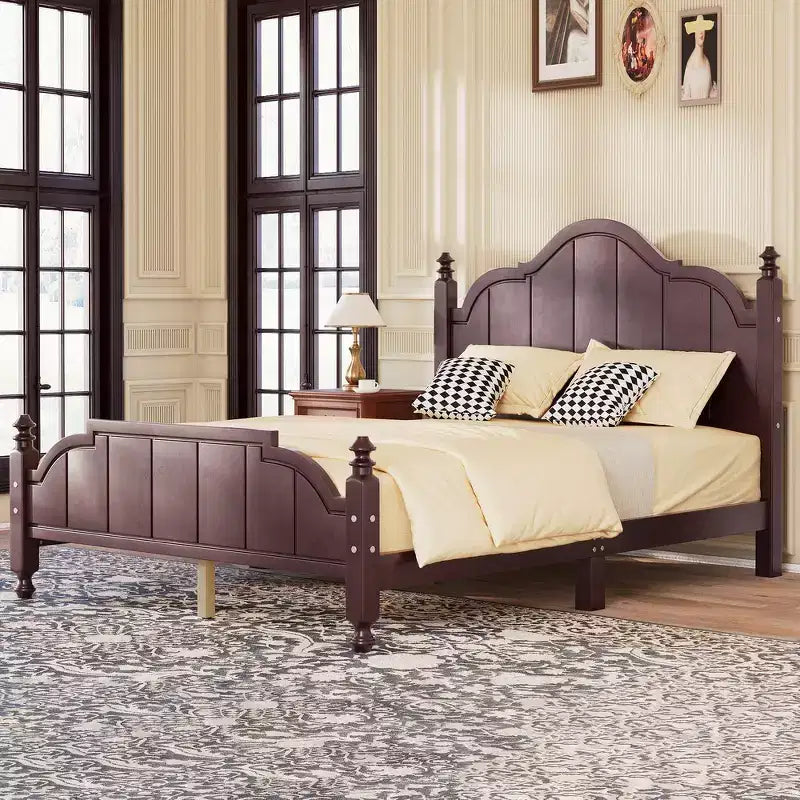 Whisen Struttura Letto Matrimoniale in Legno Vintage, Letto a Piattaforma con Testiera, Supporto a Doghe